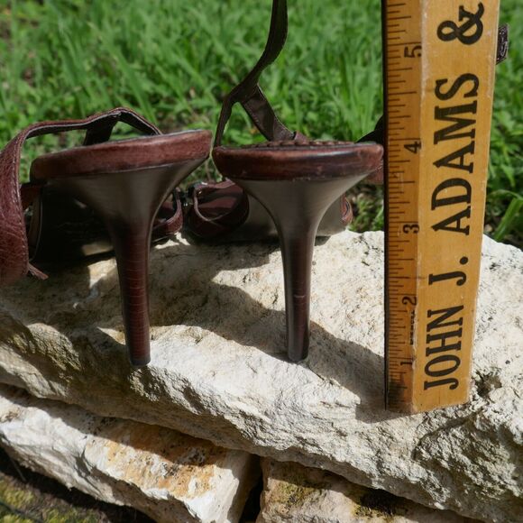 Sergio Zelcer Shoes Spanish Leather High Heeled Strappy Studded Brown Sandals 8 - Picture 9 of 11